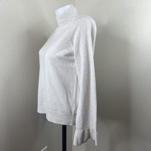 Joie Mock Neck Wool Silk Blend Long Sleeve Sweater Top Sz S Cream Ivory - Picture 3 of 7
